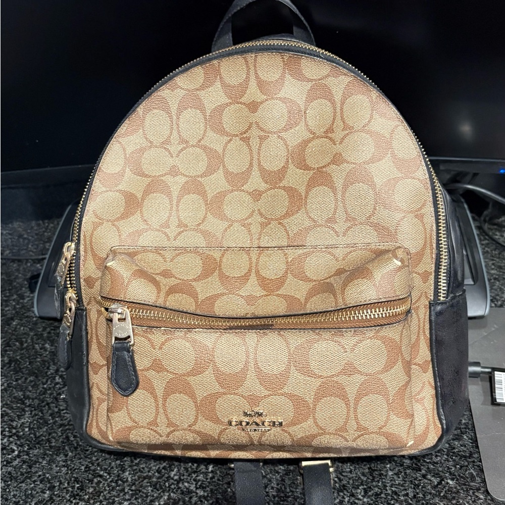 Coach Tan and Black Backpack
